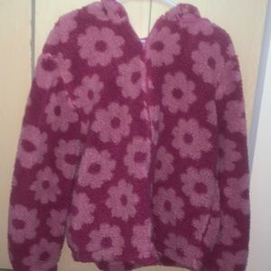 fulffy flower cropped jacket